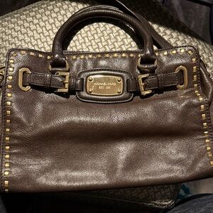 Michael Kors Dark Brown Satchel with Gold Accents